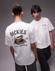 Футболка Dickies с графическим принтом на спине в виде змеи белого цвета