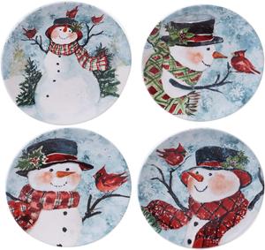 Certified International Набор посуды Watercolor Snowman, красный, средний