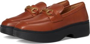 Женские лоферы FitFlop F-luma с массивной подошвой и ремешком из кожи на полуплатформе, Deep Tan