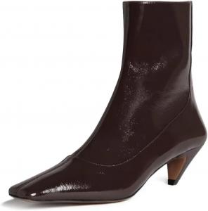 Женские ботильоны Miss Left с квадратным носком, боковой молнией, комфортным низким каблуком, короткие ботинки для повседневного отдыха, размеры 4-16 US, Deep Brown