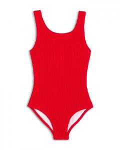 Детский купальник-комбинезон с эффектом "кринкл" для девочек - малышки, подростки Limeapple, красный