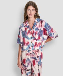 Женская футболка с короткими рукавами и принтом, с отложным воротником DKNY, Urban Bloom