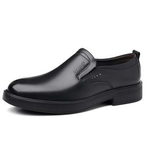 GZZ Мужские повседневные кожаные лоферы черные, цвет Black Slip-on