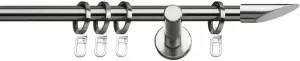 Карниз indeko "Marbella", 1 направляющая, желаемая длина, полный комплект, включая кольца и крепежный материал 240 см, Ø 12 мм, цвет edelstahlfarben/silberfarben