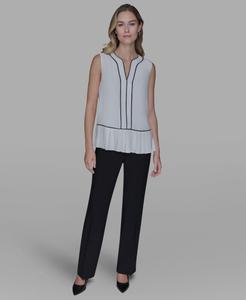Женский топ без рукавов с плиссировкой KARL LAGERFELD PARIS, Soft White/Black