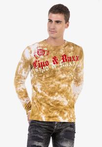 Рубашка с длинными рукавами и крупным фирменным принтом спереди CIPO & BAXX, цвет Mustard