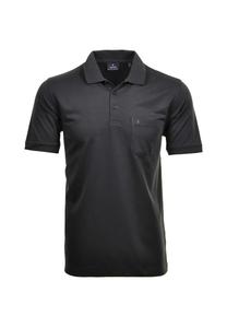 Мужская рубашка-поло - верх, футболка-поло мягкой вязки, смесовый хлопок, нагрудный карман, планка на пуговицах, короткая, однотонная RAGMAN, темно-серый