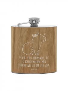 Mr. & Mrs. Panda Фляжка Hip Flask с изображением цветка капибары и надписью коричневого цвета