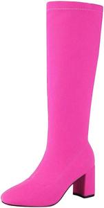 Элегантные женские сапожки выше колена с носком, тянущиеся, модные осенне-зимние ботильоны для дам Generic, Rosy Red