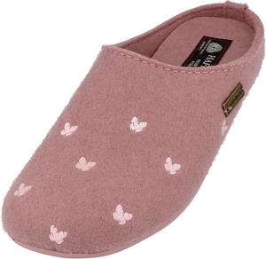 Женские тапочки-мюли HAFLINGER Fafalline из шерстяного фетра с мотивом бабочки, унисекс, розовый