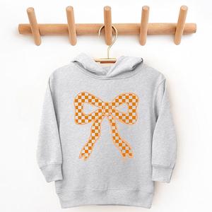 Толстовка с капюшоном для малышей Coquette orange checker bow The Juniper Shop, Heather Grey