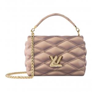 LOUIS VUITTON Сумка GO 14 Sheepskin, наплечная сумка Medium женская бежевая и фиолетовая