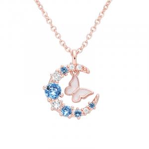 Медный сплав ожерелье для женщин VIVIWELL, Moon Butterfly Iv