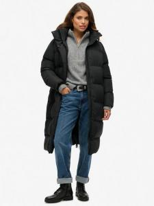 Удлиненная куртка из фугу с капюшоном Superdry, черный