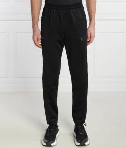 Штаны спортивные Ea7 Regular Fit с зеленым логотипом, черный