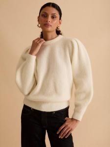 Вязаный свитер с рубчиками и завязками из шерсти FLORERE, White