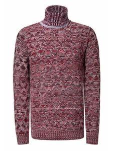 Контрастный свитер крупной вязки с высоким воротом красного цвета Rusty Neal