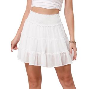 Юбка-шорты с ярусными рюшами и присборенной талией Inspire Chic, White