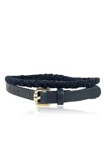 Ремень COLLEZIONE ALESSANDRO кожаный "Лондон", микс гладкой и плетеной кожи, черный