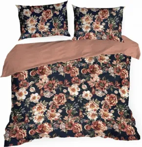 EUROFIRANY | Пододеяльник - Комплект постельного белья - 160 x 200 см - Темно-синий коричневый - Хлопок - Комплект постельного белья - Темный цветочный узор Eurofirany