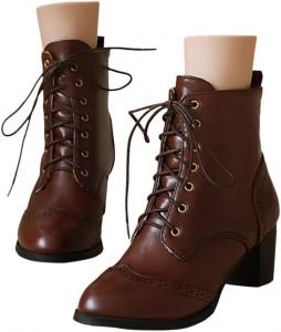 Сапоги средней длины EIYEI для женщин - женские ботильоны, викторианские сапоги, сапоги средней длины, заостренные кожаные сапоги на массивном каблуке, шнуровка, ведьмовские сапоги, рыцарские сапоги для женщин, модная нарядная обувь, Brown