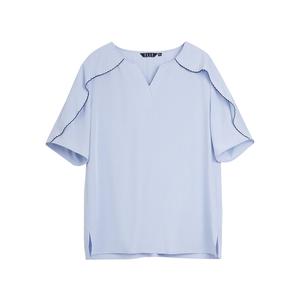 ELLE Рубашка женская светлая голубая V-образный вырез Moderate