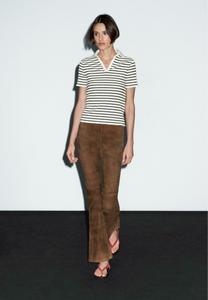 Поло Massimo Dutti STRIPED JOHNNY COLLAR, White