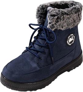 Женские зимние ботинки с меховой подкладкой, уличные, противоскользящие, на шнуровке, теплые, повседневные ботильоны, рабочая зимняя обувь для женщин Generic, #A02-Blue