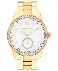 Женские часы Brooks Automatic с браслетом из нержавеющей стали золотистого оттенка, 38 мм COACH