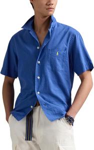 POLO RALPH LAUREN Мужская классическая рубашка Camp из льна и хлопка, Bai Blue