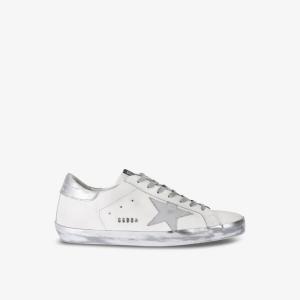 Низкие кожаные кроссовки с логотипом Super-Star Golden Goose, серебряный