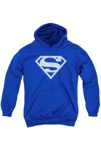 Детская толстовка с капюшоном Superman Blue & White Shield Gildan