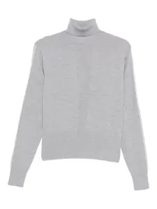 Свитер в рубчик с воротником-гольф Patrizia Pepe, серый