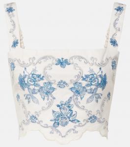 Льняной укороченный топ Luciana Gloriosa с вышивкой Agua by Agua Bendita, Gloriosa