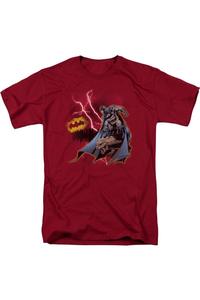 Футболка с коротким рукавом для взрослых Batman Lightning Strikes Gildan, цвет cardinal
