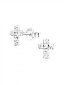 Alexander York Серьги-гвоздики в виде креста из серебра 925 пробы, комплект из 2 штук
