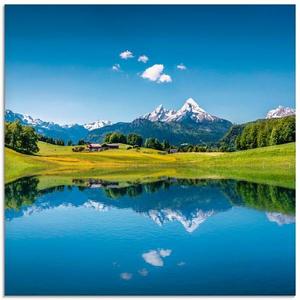 Стеклянная картина Artland Landschaft in den Alpen, 20x20x2 см, синий