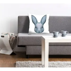 Декоративная подушка queence Икар с синим зайцем Queence, Vintage blau + bedruckt