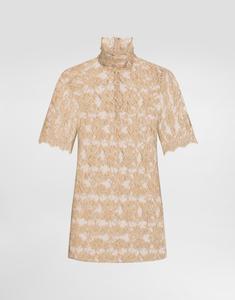 Топ из цветочного шантильи-кружева DOLCE & GABBANA, бежевый