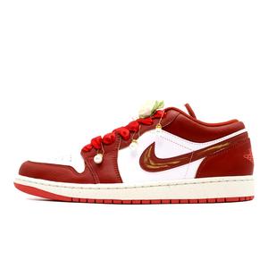 Винтажные баскетбольные кроссовки Air 1 Женские Низкие Бело-Красные Jordan Падающая Нефритовая Пластина