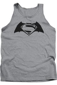Бэтмен против Супермена Простой логотип взрослый топ-майка Gildan, цвет athletic heather