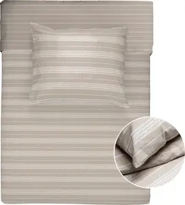 Постельное белье WALRA Renforcé Head over Lines серо-коричневого цвета из 100% хлопка в полоску, размер: 155x220 см + 80x80 см Walra