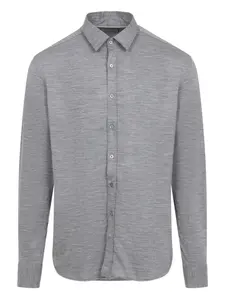 Рубашка из шерсти с длинными рукавами Canali, серый