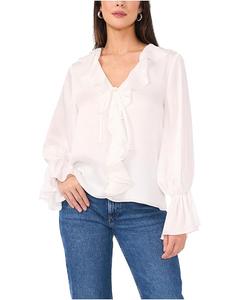 Женская блузка Vince Camuto Double Ruffle Front V-Neck с оборками на манжетах, New Ivory