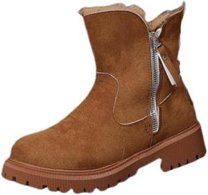 SPKFHD Женские зимние ботинки большого размера с леопардовым принтом - с искусственным мехом, из плотной теплой ткани, с противоскользящей резиновой подошвой