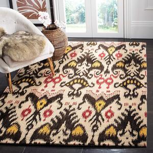 Ковер SAFAVIEH, 275 x 366 см, Ikat Collection, Beige & Brown, ручной работы из шерсти, идеально подходит для помещений с высокой проходимостью в гостиной, спальне (IKT216A)