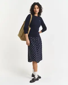 Женский трикотажный свитер с косичкой и круглым вырезом Gant, темно-синий