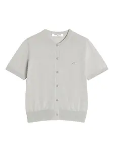 Кардиган с короткими рукавами и вышивкой Baby Fox Maison Kitsuné, серый