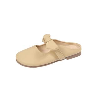 MADALLO Резиновая подошва кожаные пэчворк бесшумные устойчивые к запахам и истиранию закрытые тапочки женские абрикос, цвет Apricot