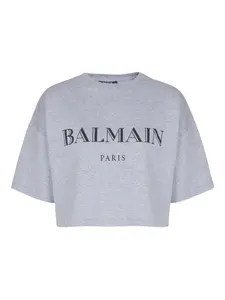 Футболка с логотипом BALMAIN, серый